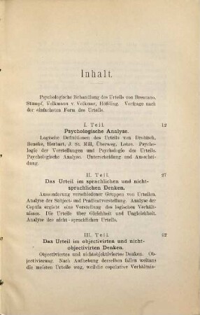 Beiträge zur Psychologie des Urteils : Versuch einer analytischen Behandlung desselben