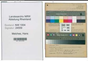 Entnazifizierung Hans Melches , geb. 12.02.1910 (Messgehilfe)