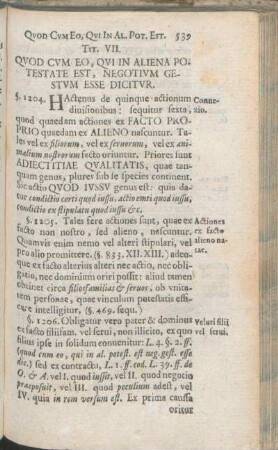 Tit. VII. Qvod Cvm Eo, Qvi In Aliena Potestate Est, Negotivm Gestvm Esse Dicitvr.