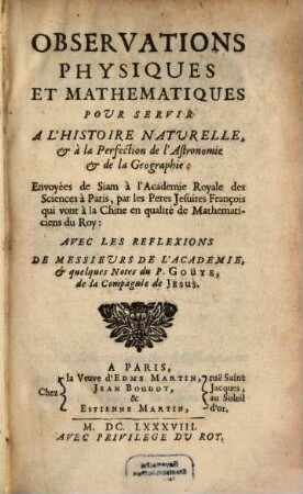 Observations physiques et mathematiques