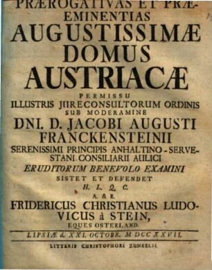 Praerogativas et praeeminentias augustissimae domus Austriacae