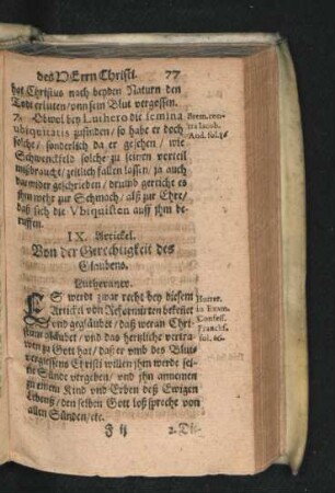 IX. Artickel. Von der Gerechtigkeit des Glaubens.