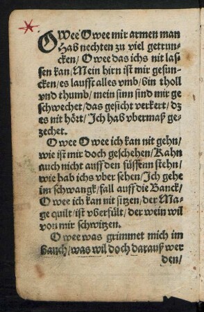 O Wee O wee mir armen man || Hab nechten zu viel getrun=||cken/