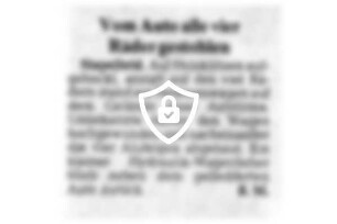 Vom Auto alle vier Räder gestohlen