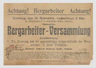 "Oeffentliche Bergarbeiter-Versammlung"