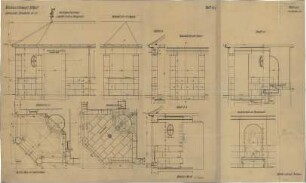 Fischer, Theodor; Stuttgart; Kunstausstellungsgebäude - Gartenanlage - Brunneneck (Grundrisse, Ansichten, Teilansichten, Schnitte)