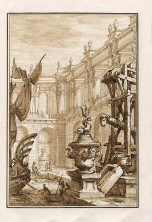 Architekturphantasie mit einer Hafenanlage, aus den "Disegni di Prospettiva Ideale", Bl. 18