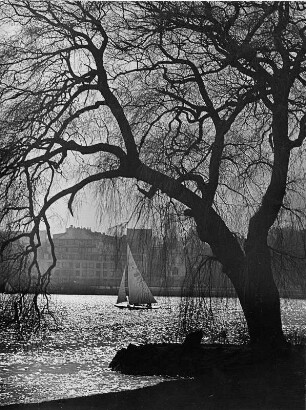 Hamburg-Uhlenhorst. Blick auf die Aussenalster von der Schönen Aussicht