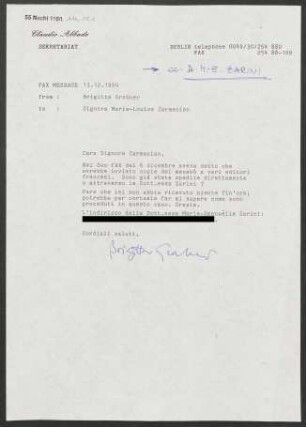 Brief an Marie Louise Zarmanian, 13.12.1994