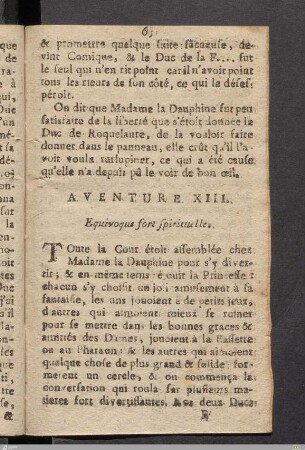 Aventure XIII. Equivoque fort spirituelle.