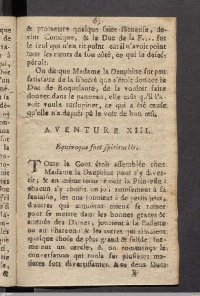 Aventure XIII. Equivoque fort spirituelle.