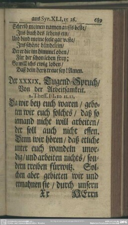 Der XXXIX. Tugend-Spruch, Von der Arbeitsamkeit