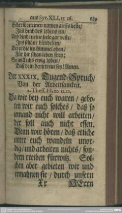 Der XXXIX. Tugend-Spruch, Von der Arbeitsamkeit