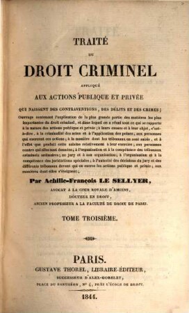 Traité du droit criminel, 3
