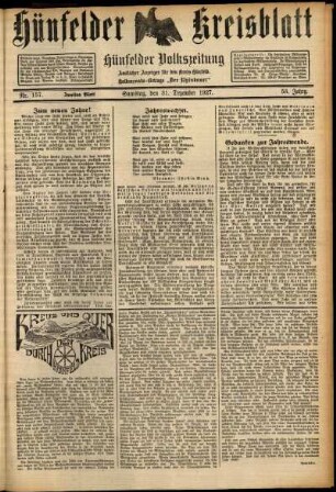 Zweite Ausgabe vom Samstag, den 31. Dezember 1927.