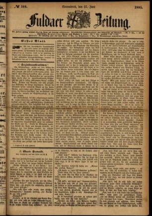 Ausgabe vom Samstag, den 27. Juni 1885.