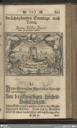 LI. Von denckwürdigen Leichen-Bestattungen