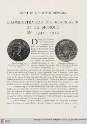 L'administration des beaux-arts et la musique en 1941-1942