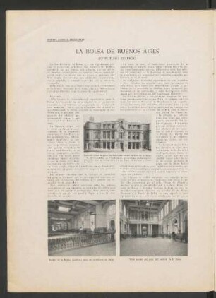 La Bolsa de Buenos Aires : Su futuro edificio