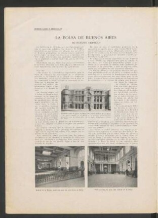 La Bolsa de Buenos Aires : Su futuro edificio