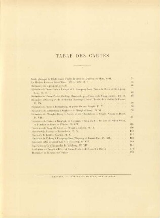 Table des cartes