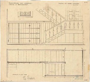 Fischer, Theodor; Brackenheim; Johanneskirche, Renovierung - Treppe am Eingang Nord (Grundriss, Ansicht)