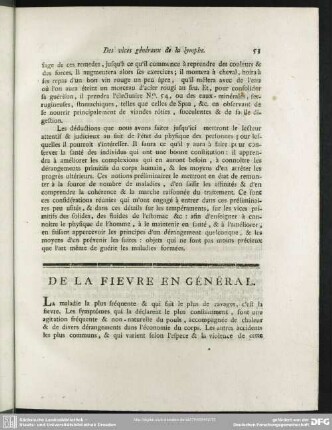 De La Fievre En Général