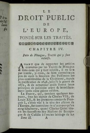 Chapitre IV. Paix de Nimegue, Traités qui y font relatifs.