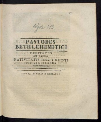 Pastores Bethlehemitici Meditatio Ad Sacra Nativitatis Jesu Christi Pie Celebranda Proposita