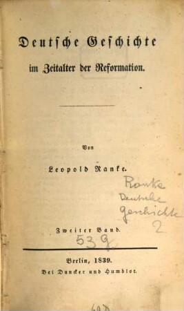 Deutsche Geschichte im Zeitalter der Reformation, 2