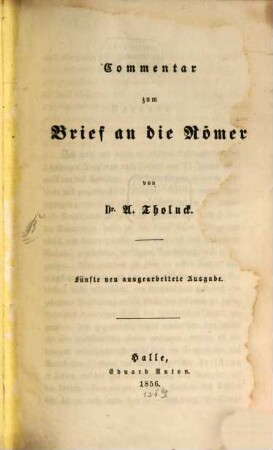 Commentar zum Brief an die Römer