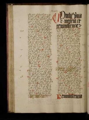 Conclusio prima de memoria et reminiscentia
