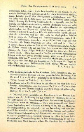 251-252 [Rezension] Weber, Franz, Das Christusgeheimnis in der Katechese
