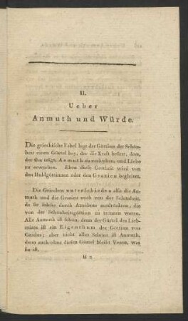II. Ueber Anmuth und Würde
