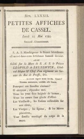 No LXXXII (Lundi 23 Mai 1785)