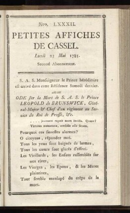 No LXXXII (Lundi 23 Mai 1785)