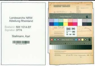 Entnazifizierung Karl Stallmann , geb. 00.00.0000 (Wachtmeister)