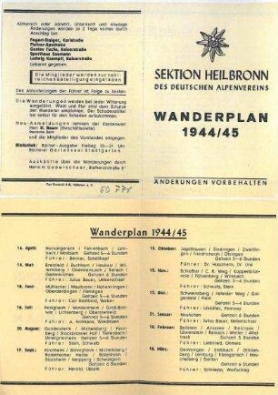 Wanderplan der Sektion Heilbronn des Deutschen Alpenvereins