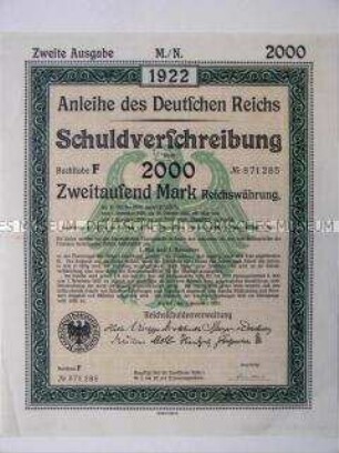 Obligation des Deutschen Reichs über 2000 Mark