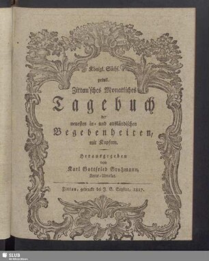1817: Privil. Zittau'sches monatliches Tage-Buch