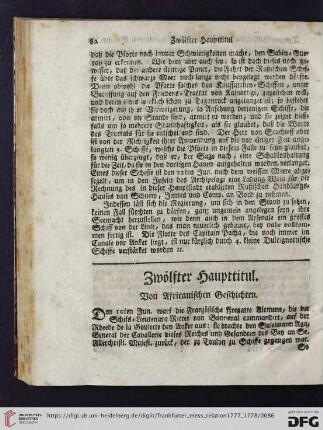 Zwölfter Haupttitul. Von Africanischen Geschichten.