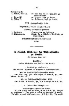Königl. Akademie der Wissenschaften zu Berlin