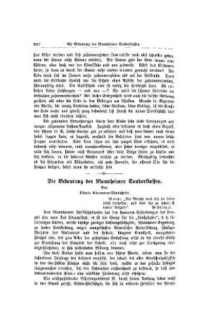 Die Bedeutung der Mannheimer Sonderklassen