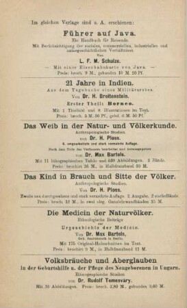 Im gleichen Verlage sind u. A. erschienen: Führer auf Java ...