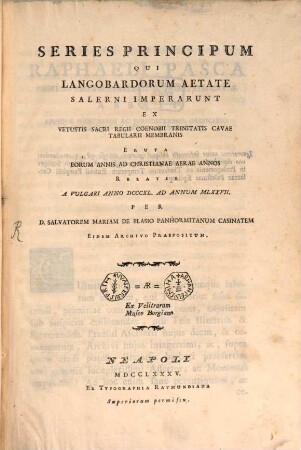Series principum, qui Longobardorum aetate Salerni imperaverunt