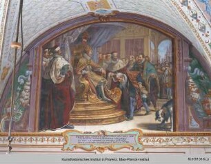 Szenen zum Ruhm der Habsburger : Kaiser Rudolf I. huldigen die Vasallen