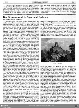 Der Schwarzwald in Sage und Dichtung