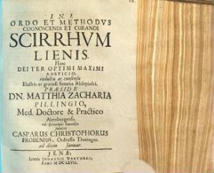 Ordo Et Methodus Cognoscendi Et Curandi Scirrhum Lienis