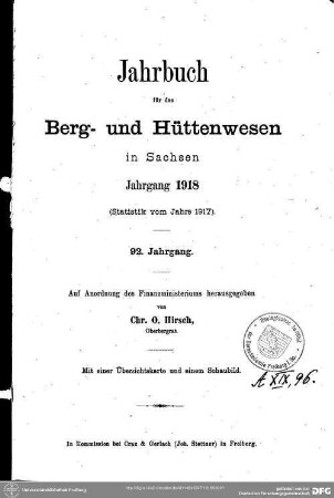 1918: Jahrbuch für das Berg- und Hüttenwesen in Sachsen