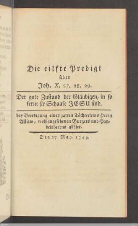 Die eilfte Predigt